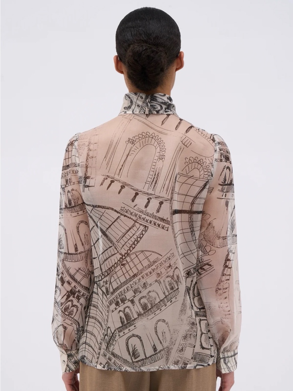 Pail & Joe Silk Printed Tie-Neck Blouse - Picture 3 of 7